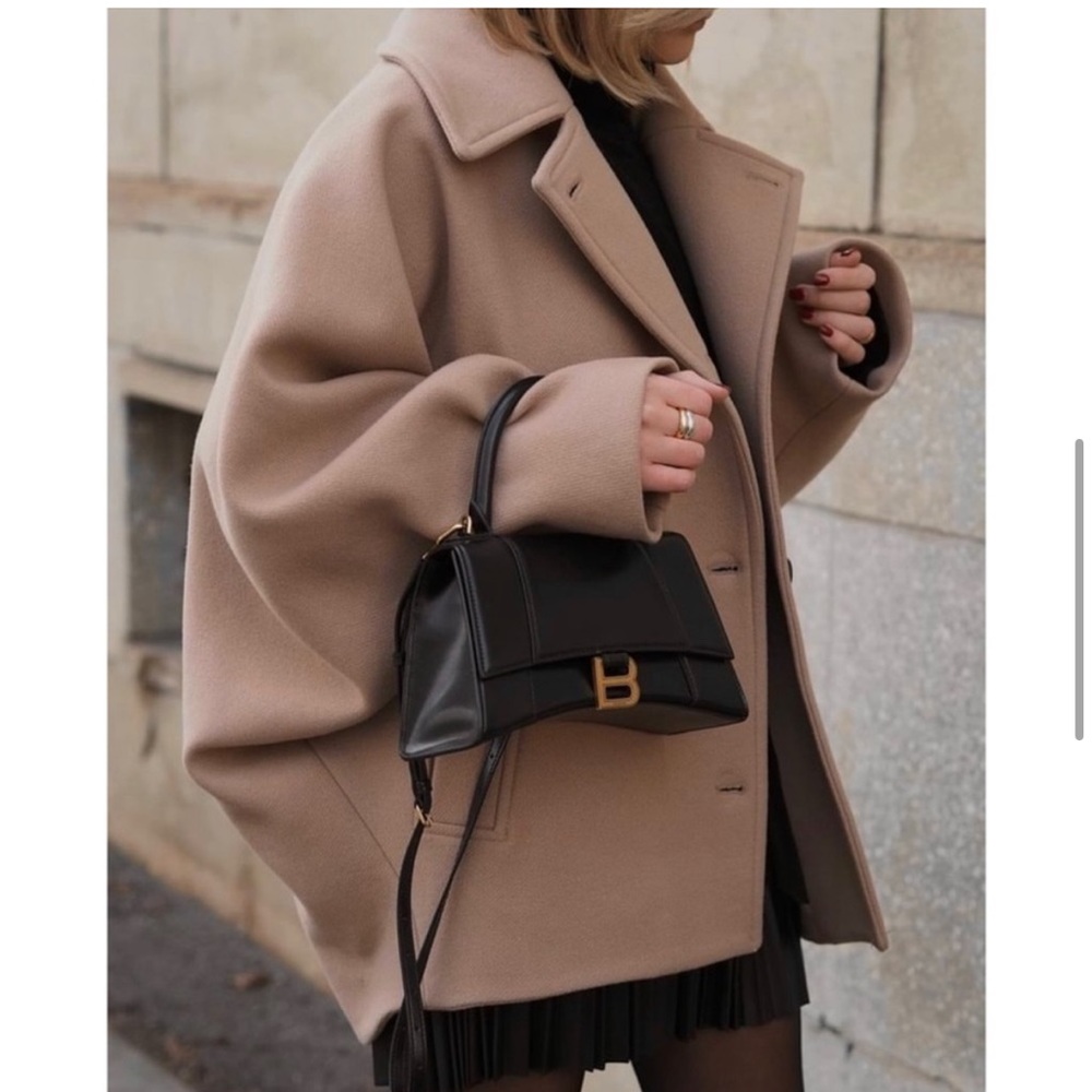 Zara cropped oversized wool coat camel tan - Picture 9 of 17